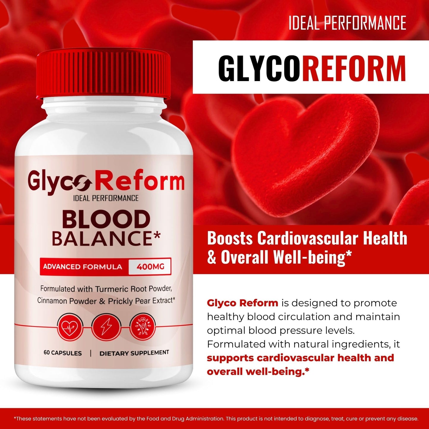 IDEAL PERFORMANCE Glyco Reform Advanced Blood Formula Capsules, 120 Count