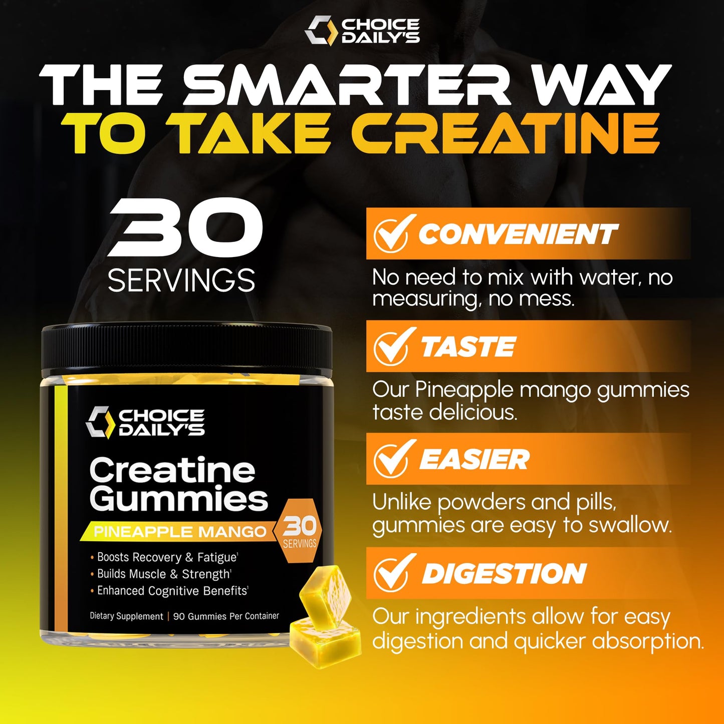 CHOICE DAILY’S Creatine Gummies 90 Count
