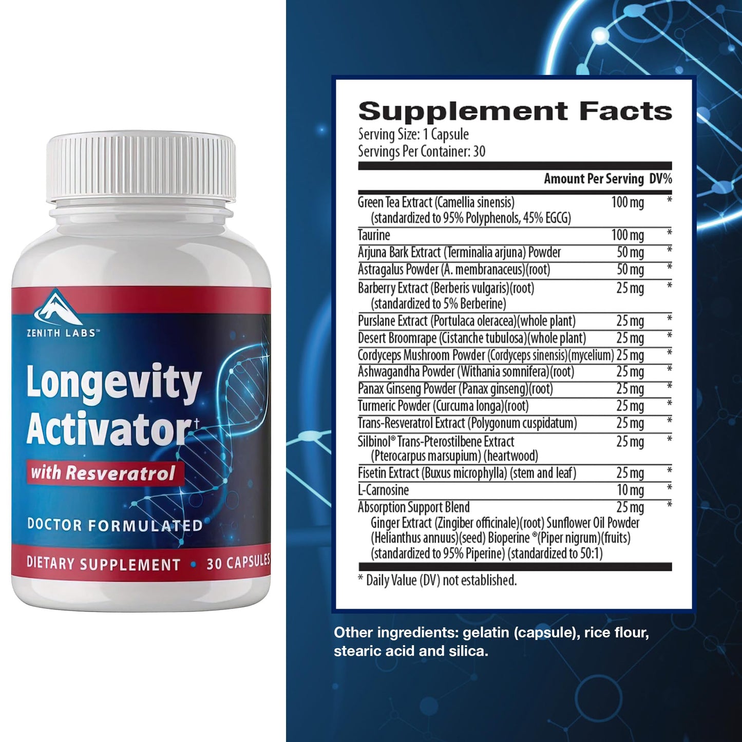 Zenith Labs Longevity Activator Anti-Aging Supplement Capsule 30 Count