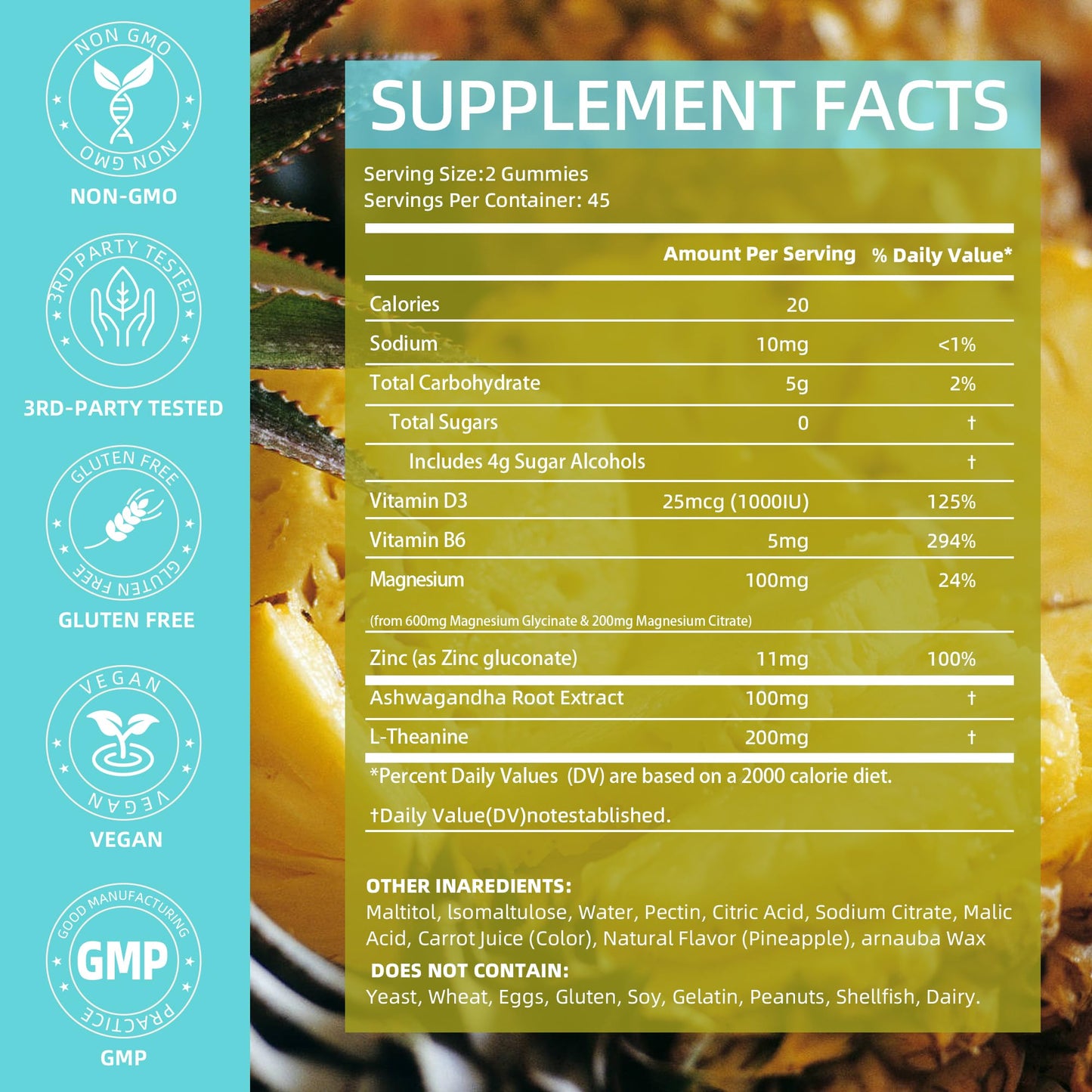 AFXMATE Magnesium Glycinate Gummies 90 Count
