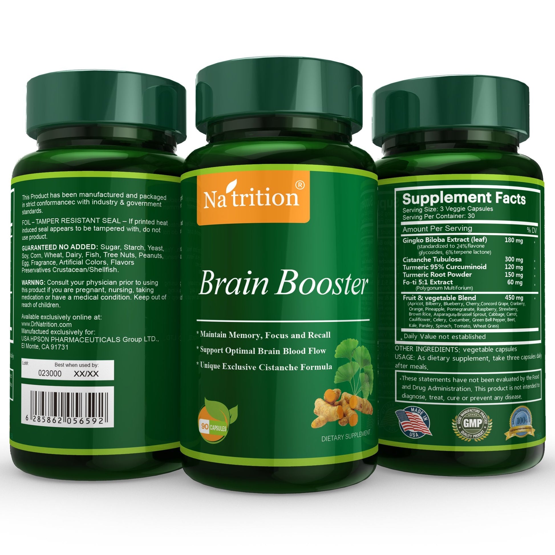 Na'trition Brain Booster Capsules 90 Count