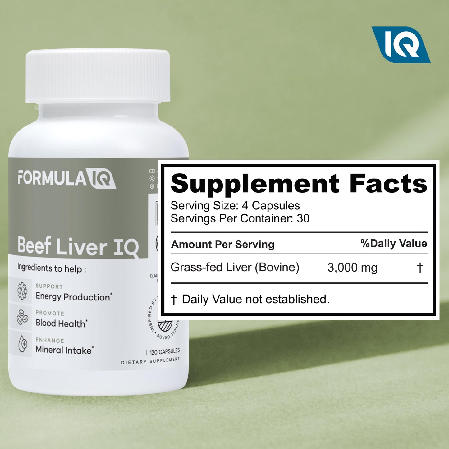 FIQ Beef Liver IQ Capsules, 120 Count