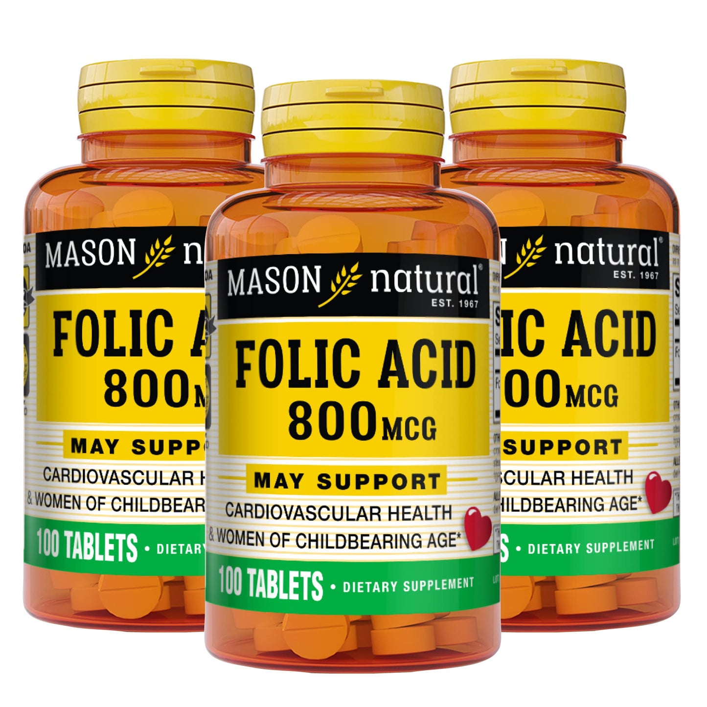 Mason Natural Folic Acid 800 mcg Prenatal Support Tablets 300