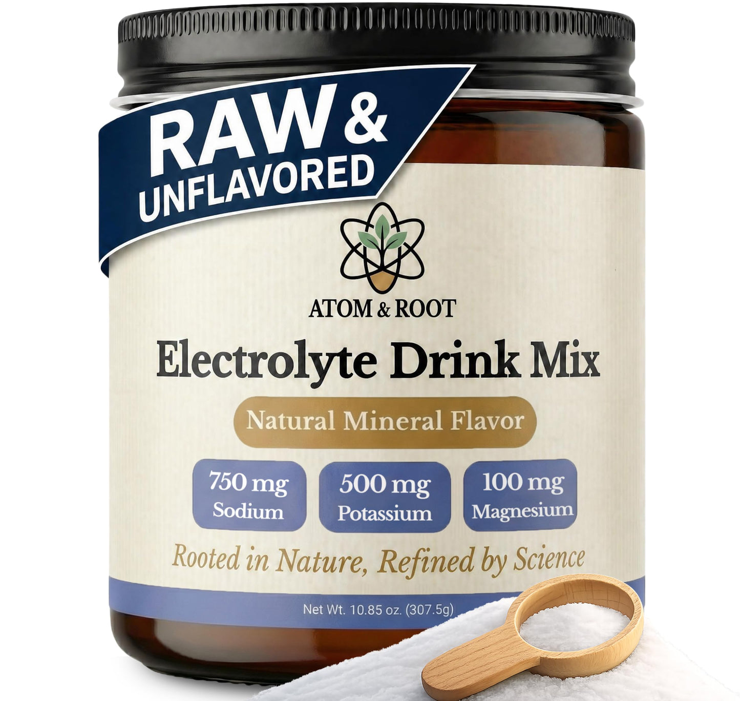 Atom & Root Raw & Unflavored Electrolytes Powder - Natural Fasting Salts, 10.85 Ounce
