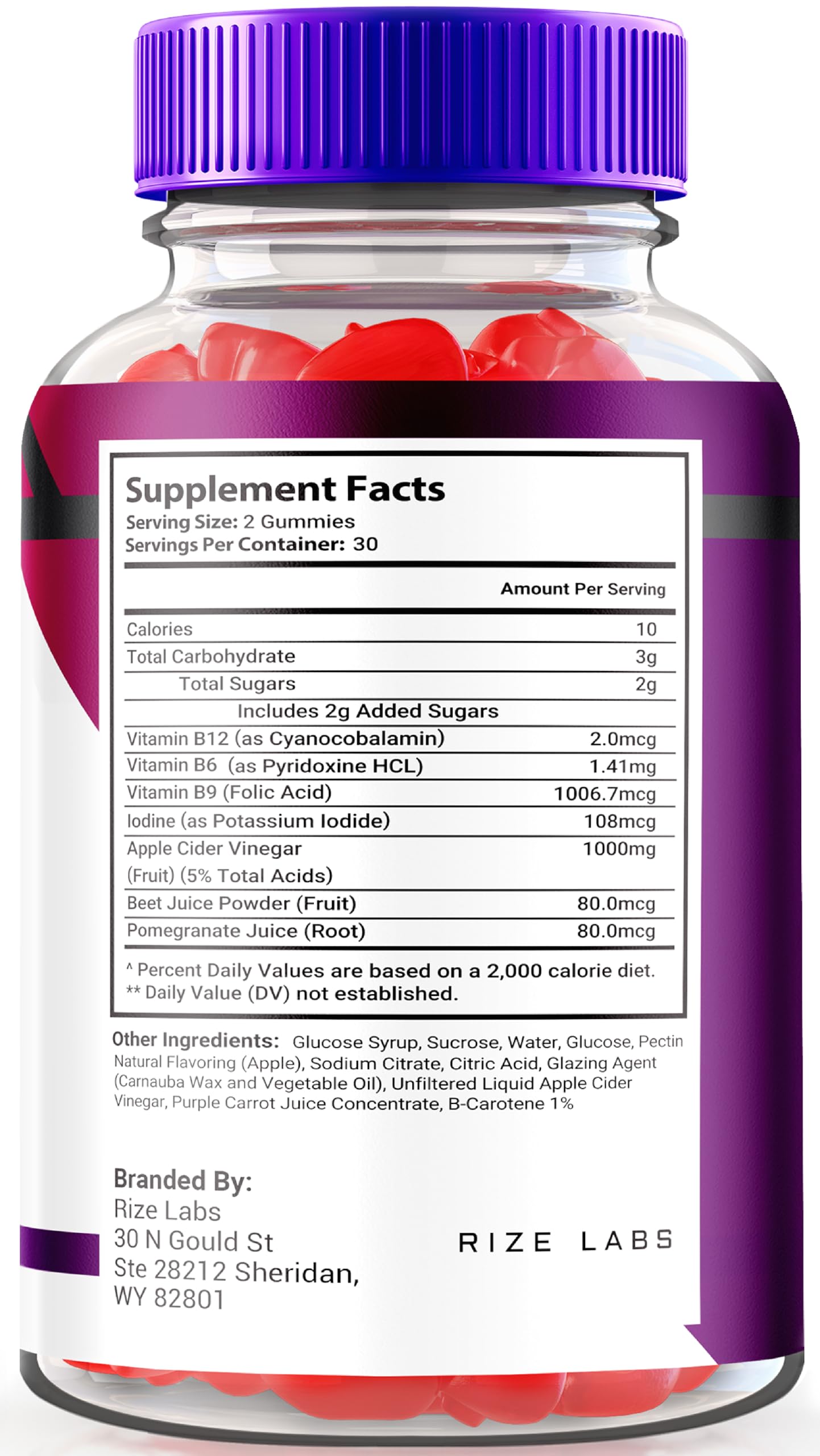 Rize Labs Premier Keto+ACV Gummies, 120 Gummies