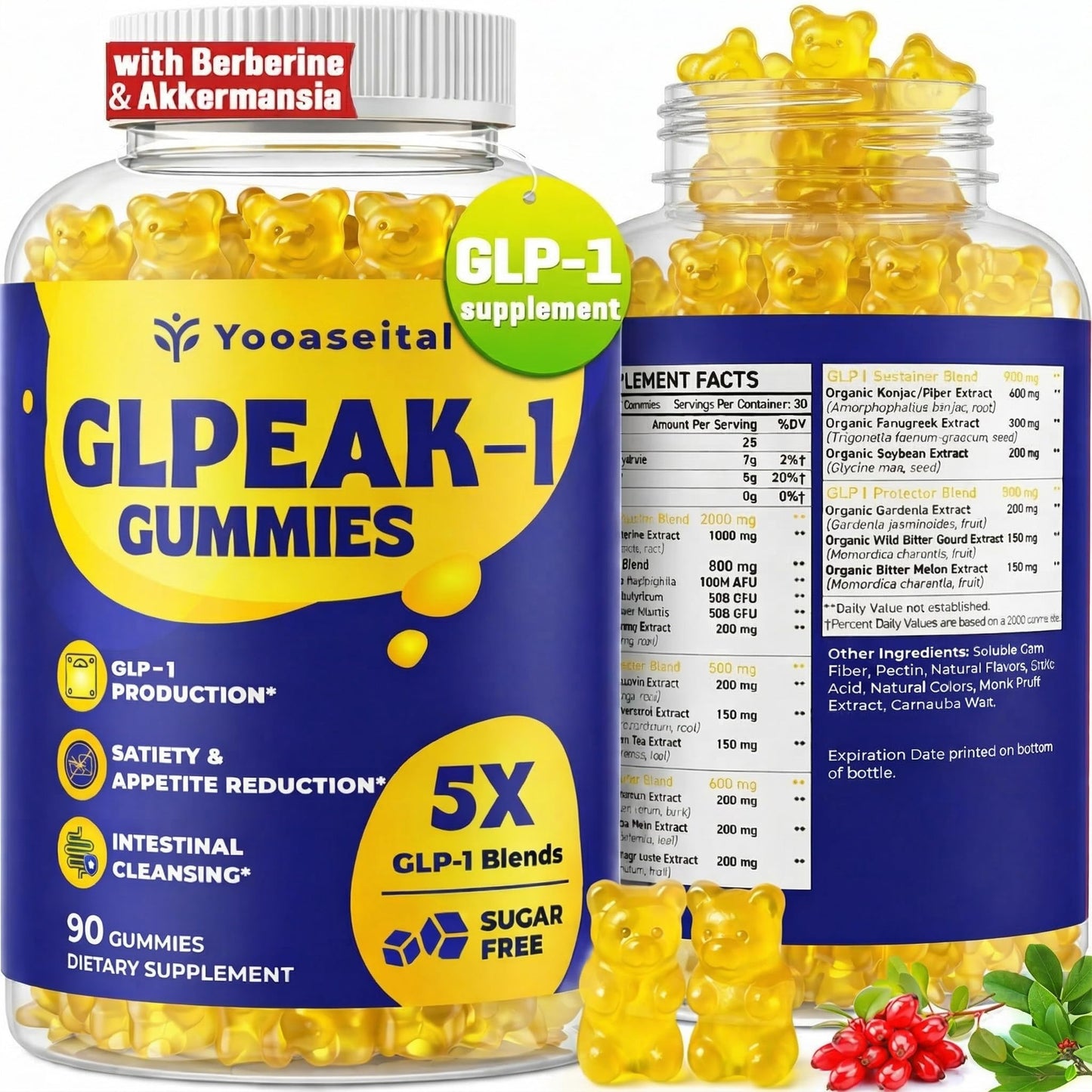 Yooaseital GLP-1 Supplement with Berberine Gummies, 90 Count