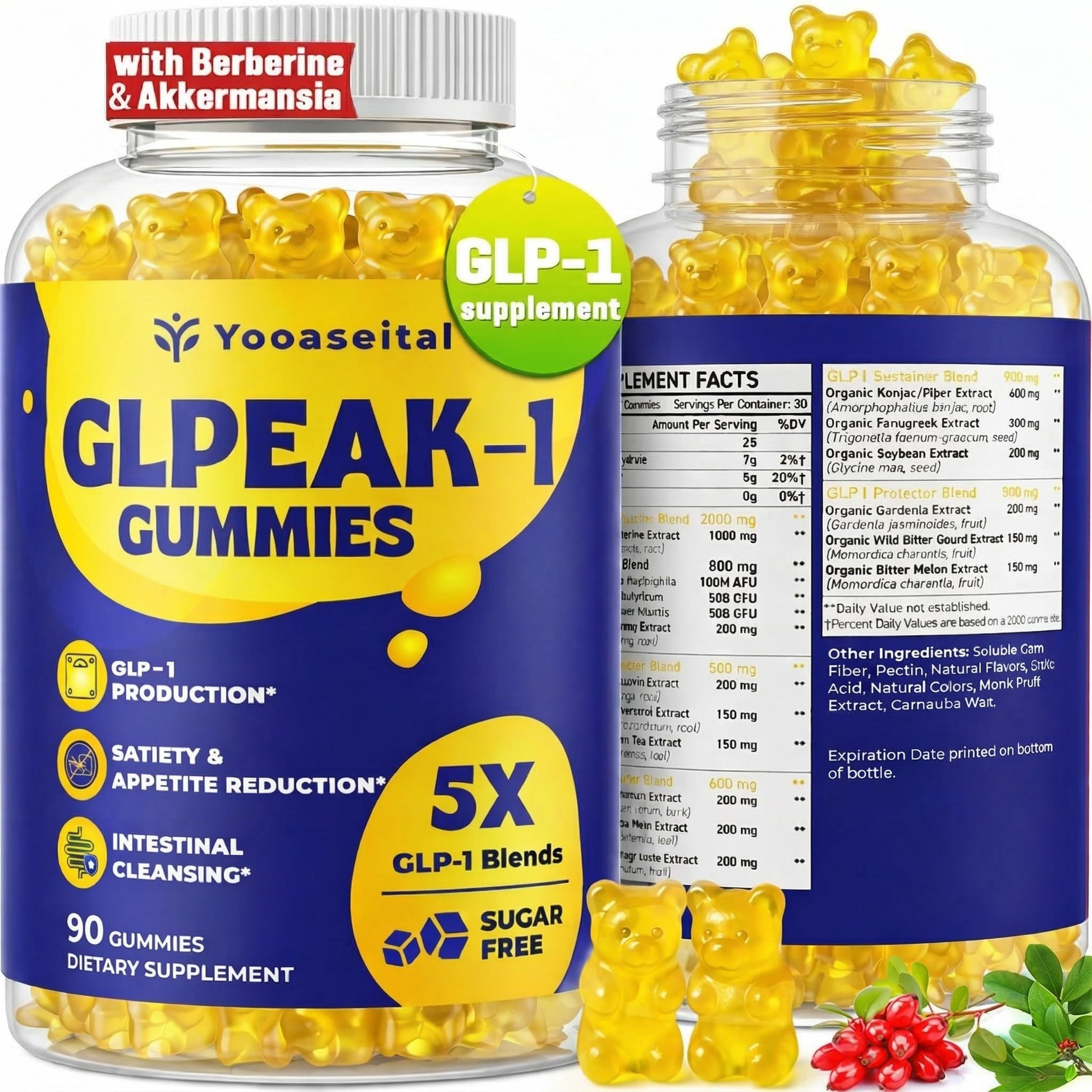 Yooaseital GLP-1 Supplement with Berberine Gummies, 90 Count