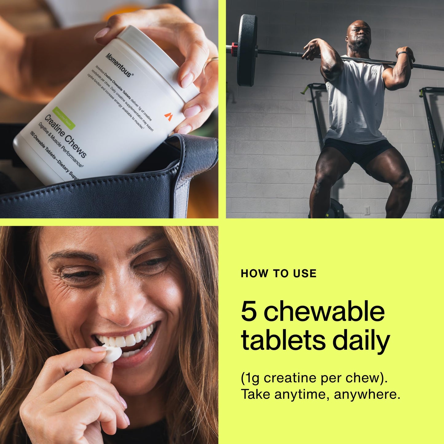 Momentous Creatine Monohydrate Chews Tablets 150