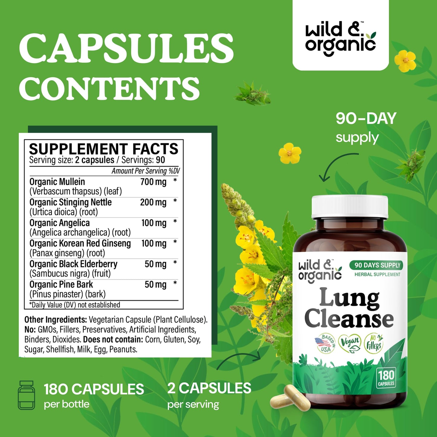 Wild & Organic Lung Cleanse Capsules 180 Count