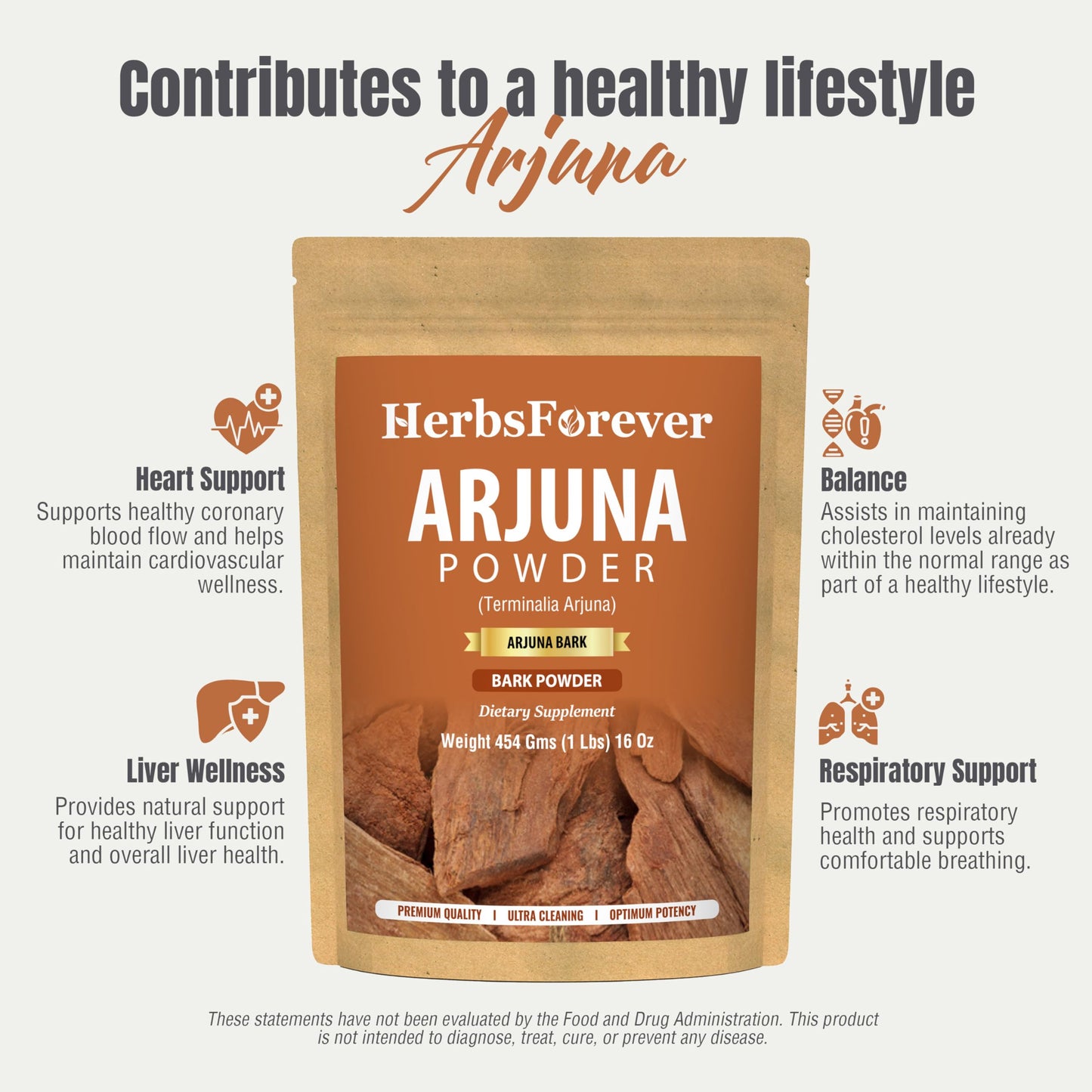 Herbsforever Terminalia Arjuna Bark Powder 16 oz
