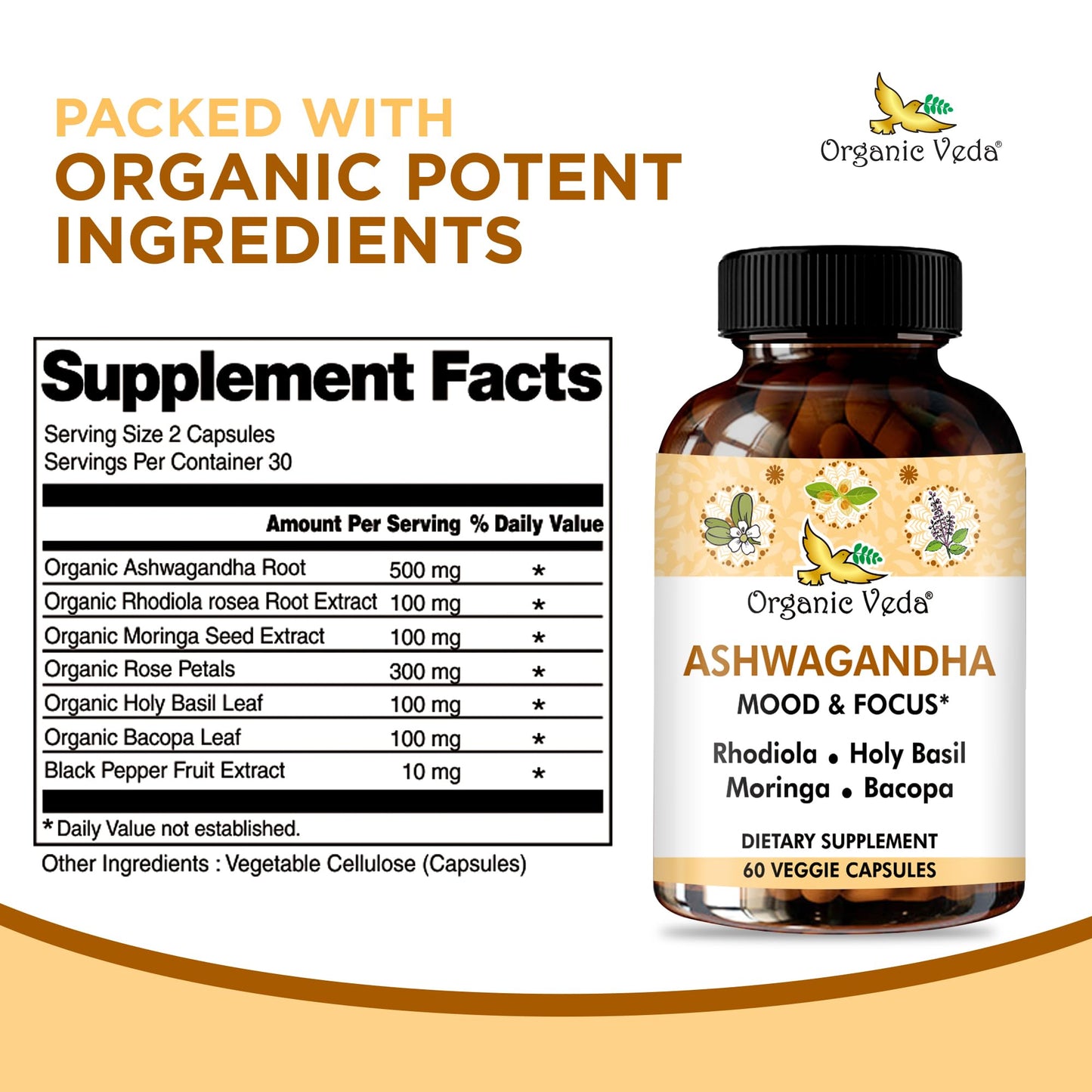 Organic Veda Ashwagandha Mood Support Tablet, 60 Count