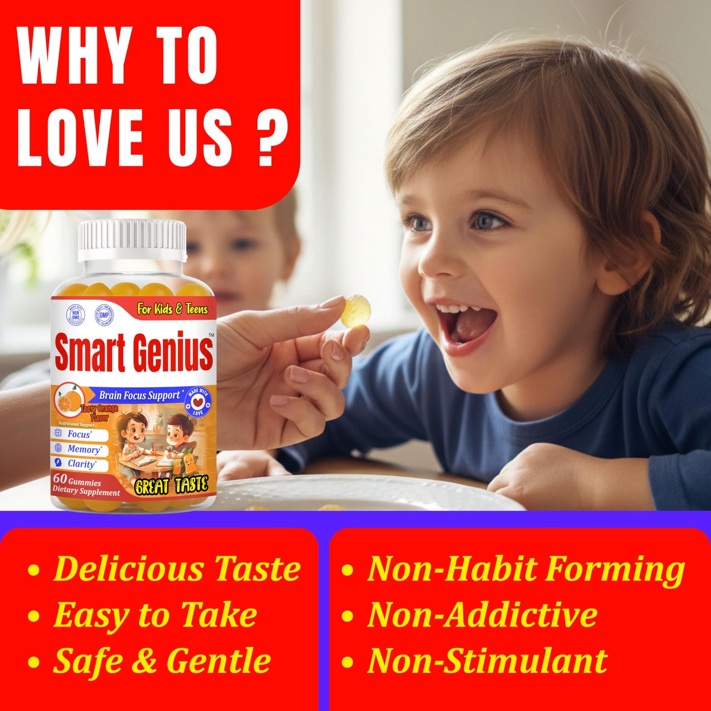ROVita Smart Genius Omega-3 for Kids Gummy, 60 Count