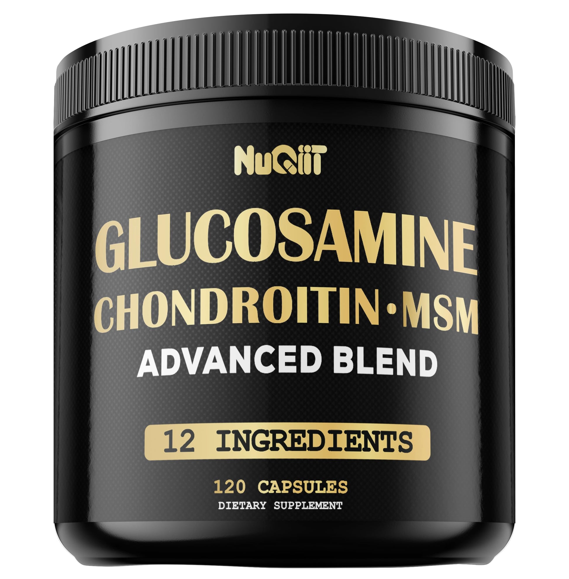 NUQIIT Glucosamine Chondroitin MSM with Immune & Joint Support Supplement 2000mg - Turmeric Curcumin Root, Boswellia, Elderberry, Echinacea & More Capsules 120