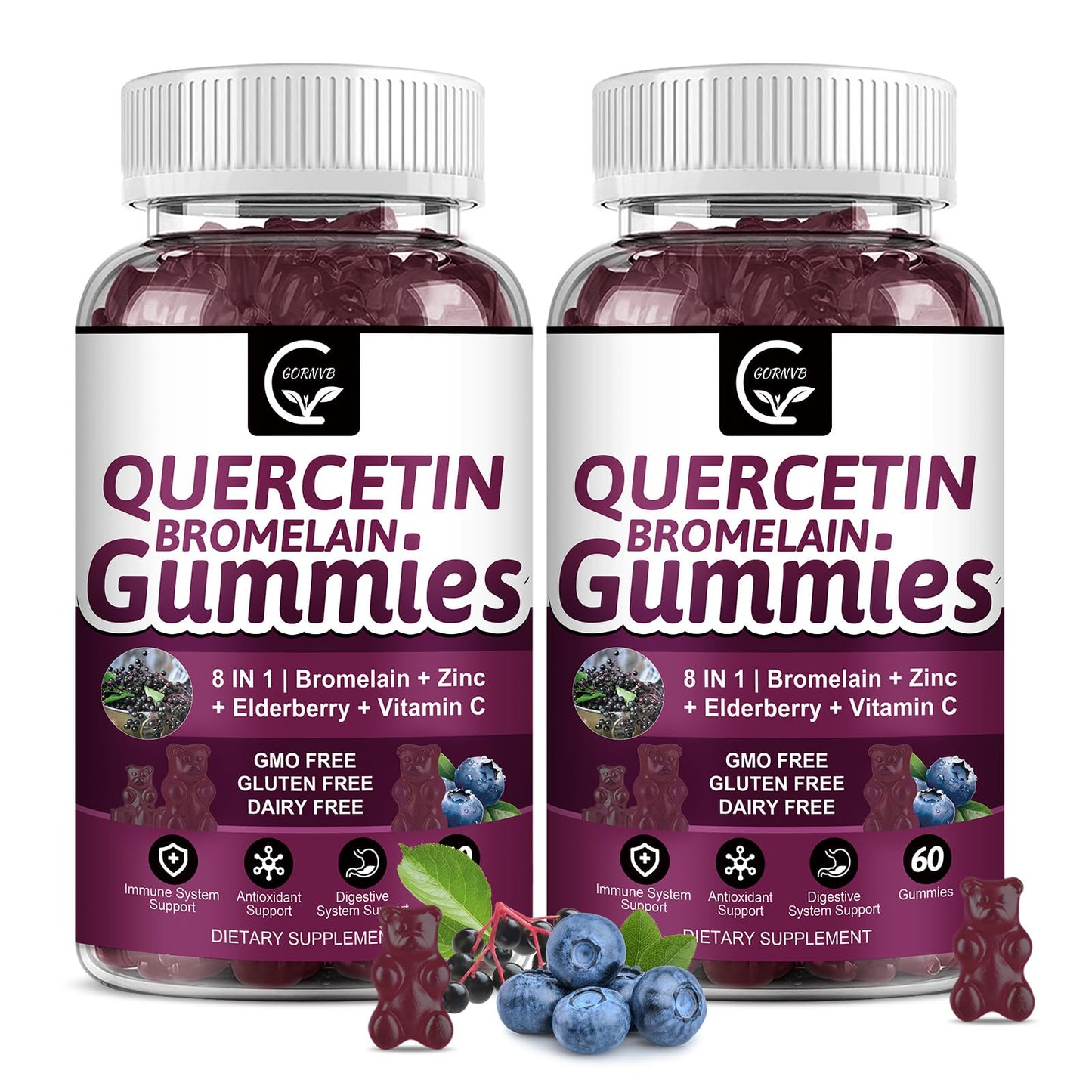 GORNVB Quercetin Gummies with Bromelain 120 Count