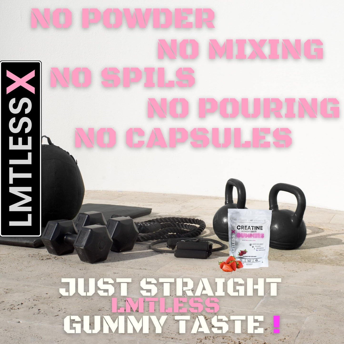 LMTLESS X Creatine For Women Sugar Free Creatine Monohydrate Gummies 160 Count