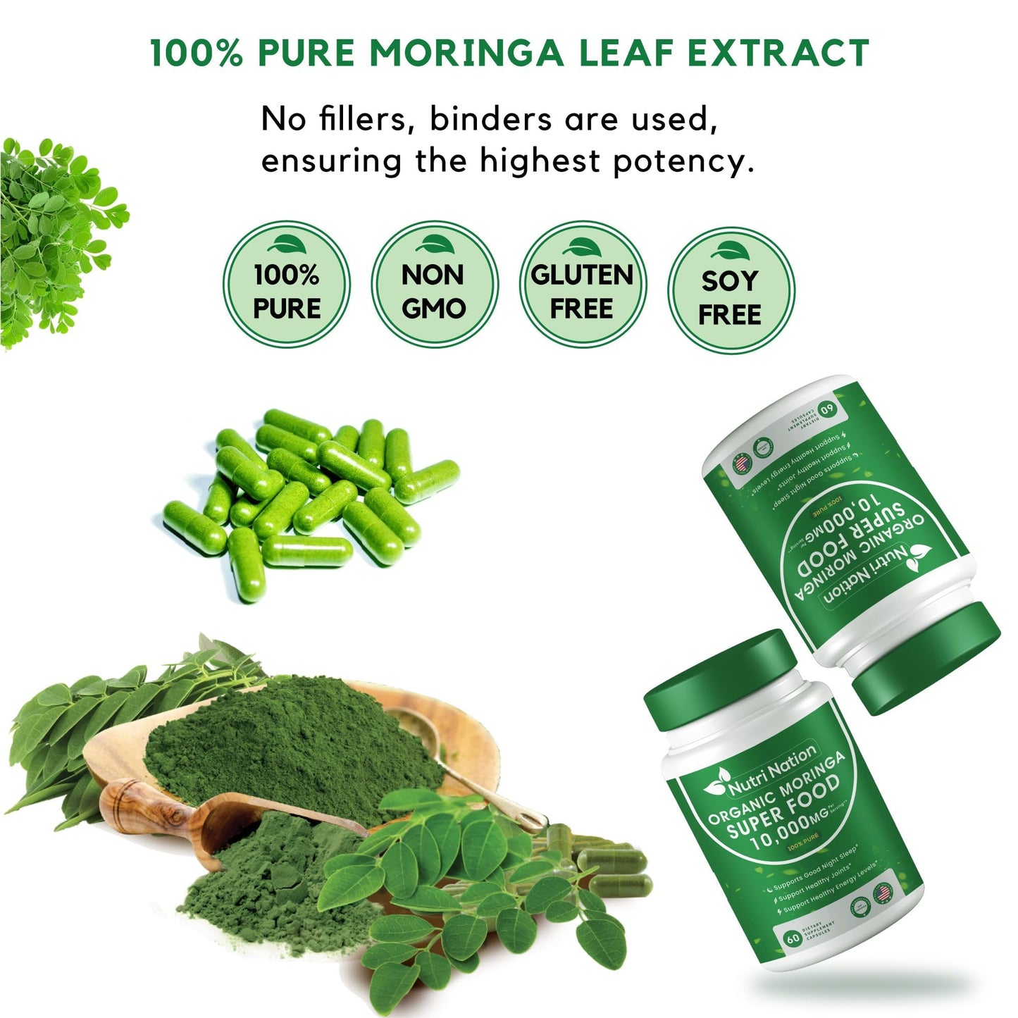 Nutri Nation Organic Moringa Supplement Capsule 3 Bottles