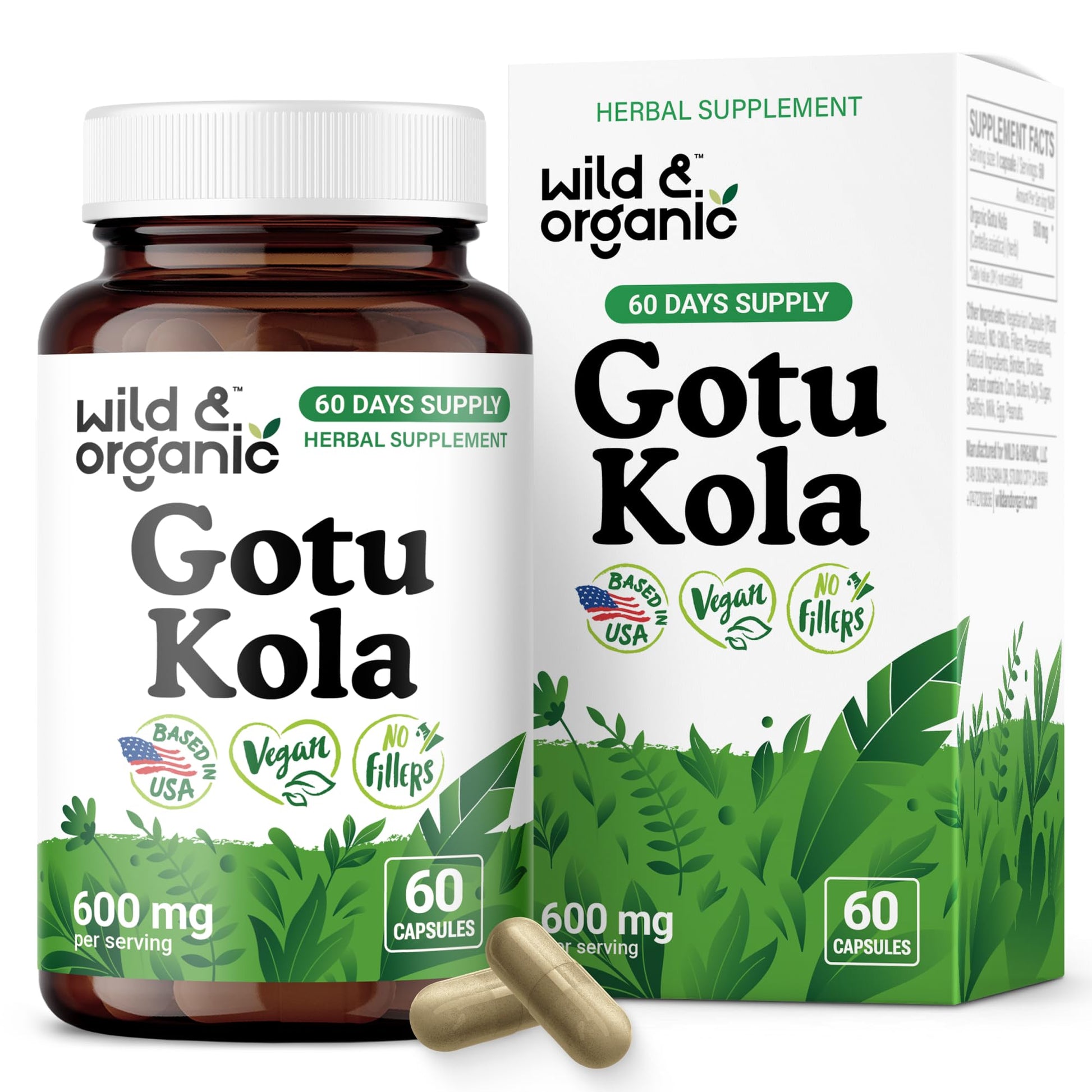 Wild & Organic Gotu Kola Capsules 60 Count