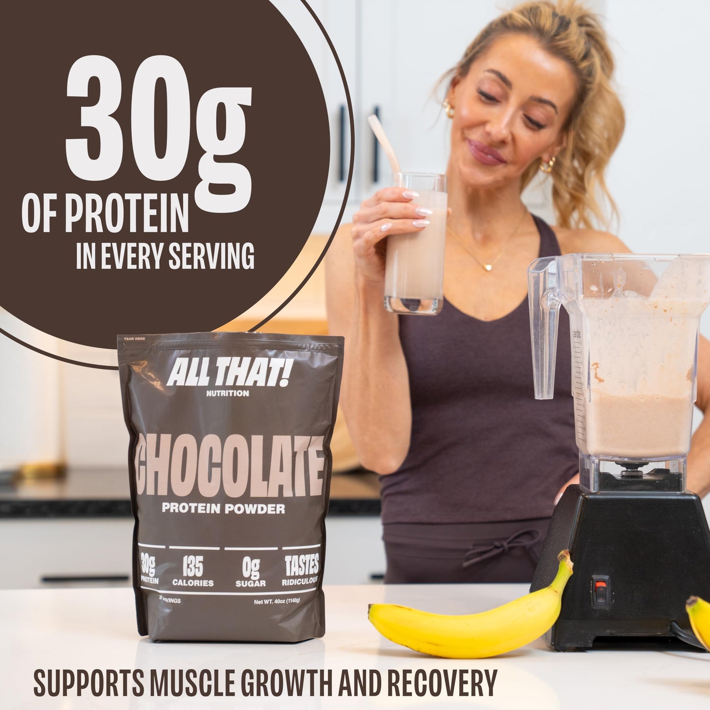 ALL THAT! NUTRITION Chocolate Protein Powder, 40 Servings