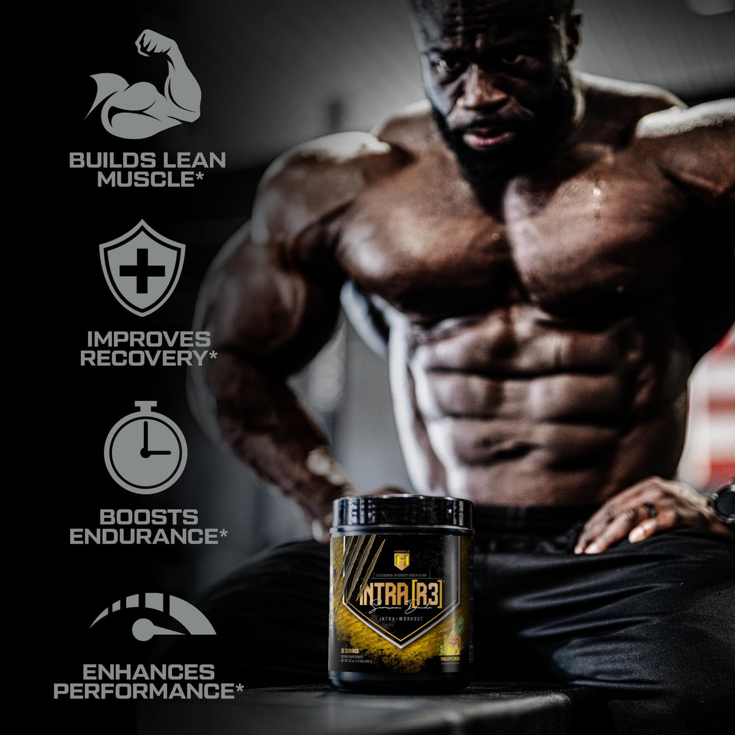 HOSSTILE Intra[R3] Intra Workout Powder EAA & BCAA Drink with Carbs, Pineapple Rush, 28 Servings