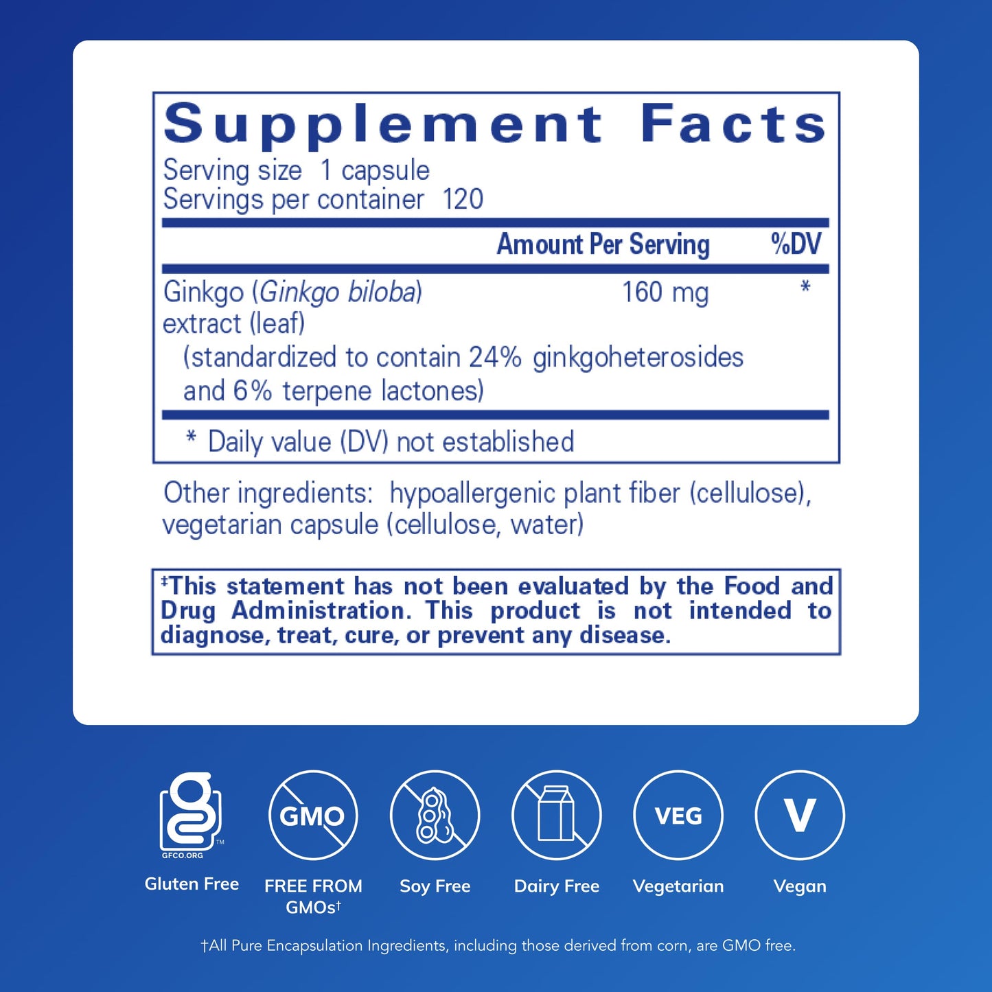 Pure Encapsulations Ginkgo 50 160 mg, 120 Capsules