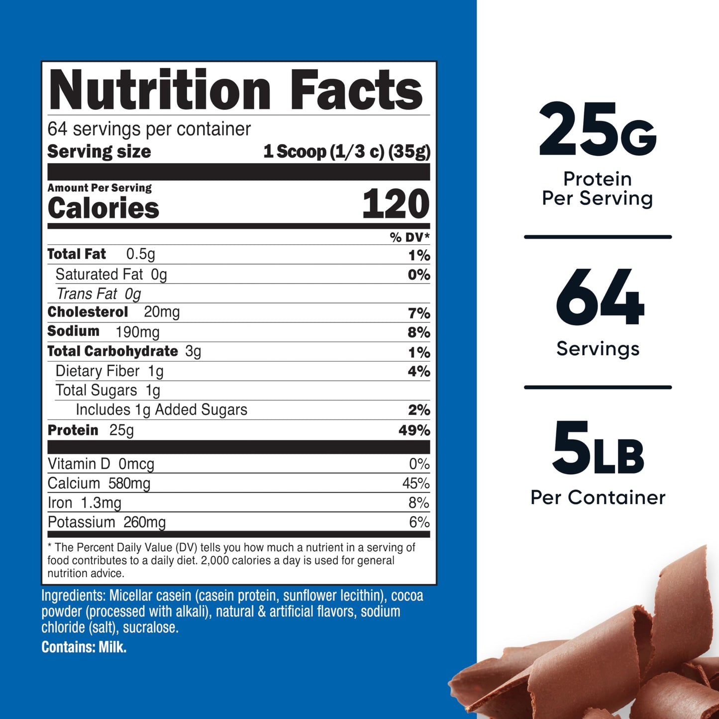Nutricost Casein Protein Powder 5lb Chocolate, 80 Servings