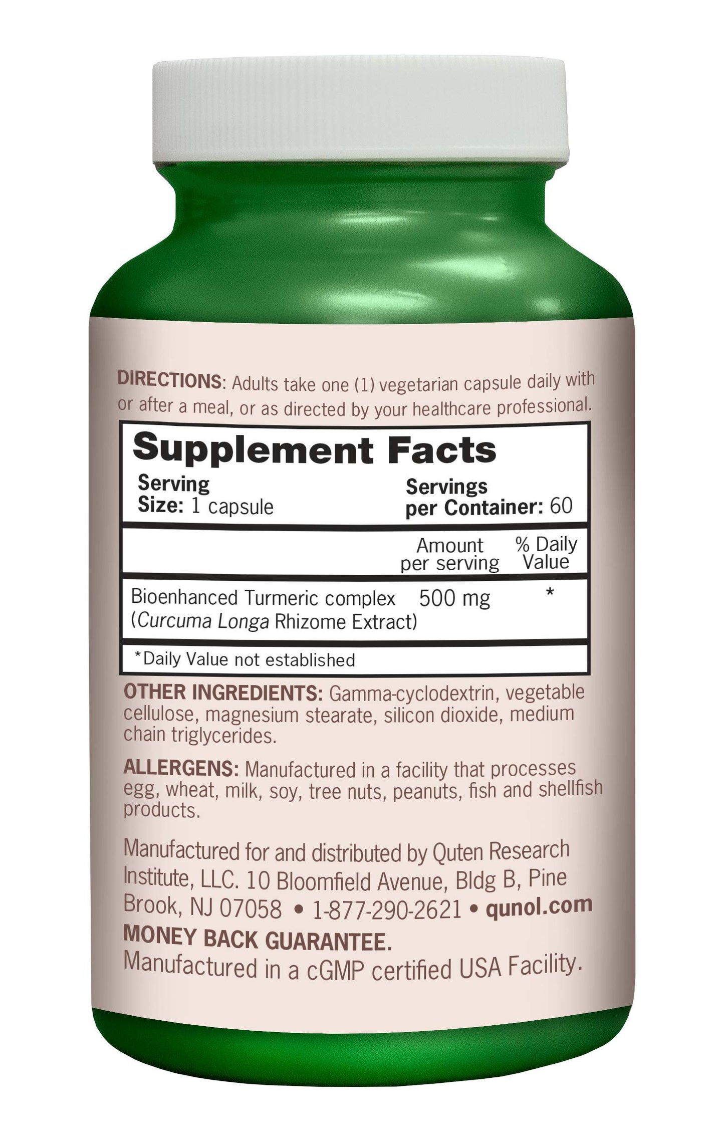 Qunol Turmeric Curcumin 500mg Vegetarian Capsules, 60 Count