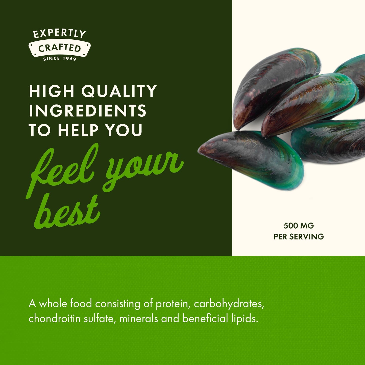 Swanson Green Lipped Mussel (Freeze-Dried) Capsules, 180 Count