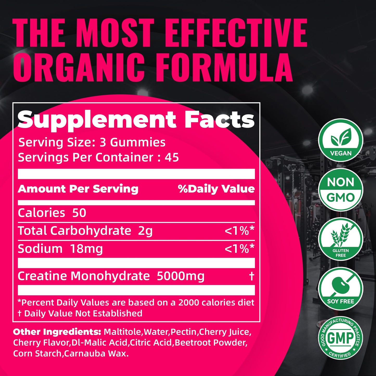 Natures Aid Creatine Monohydrate Gummies 135 Count
