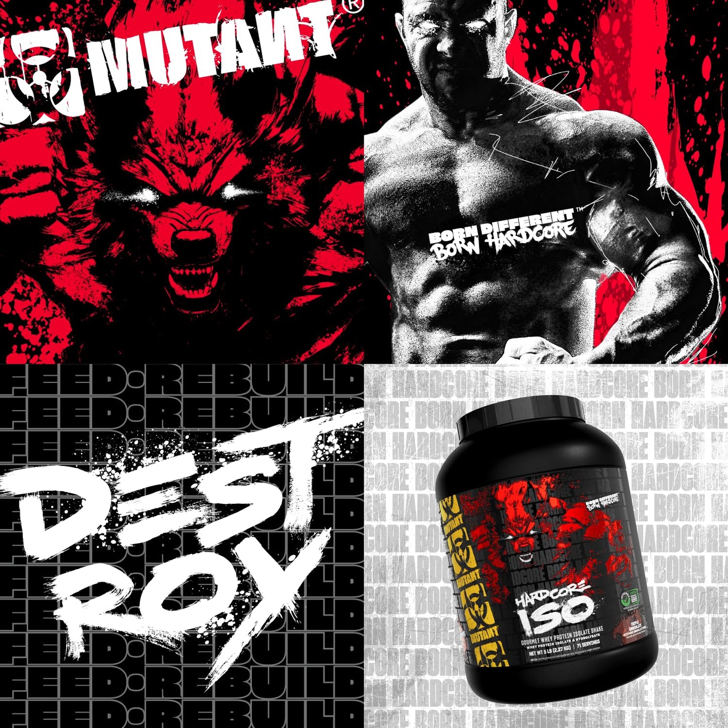 Mutant Hardcore ISO Whey Protein Isolate Powder, Cookies & Cream, 80