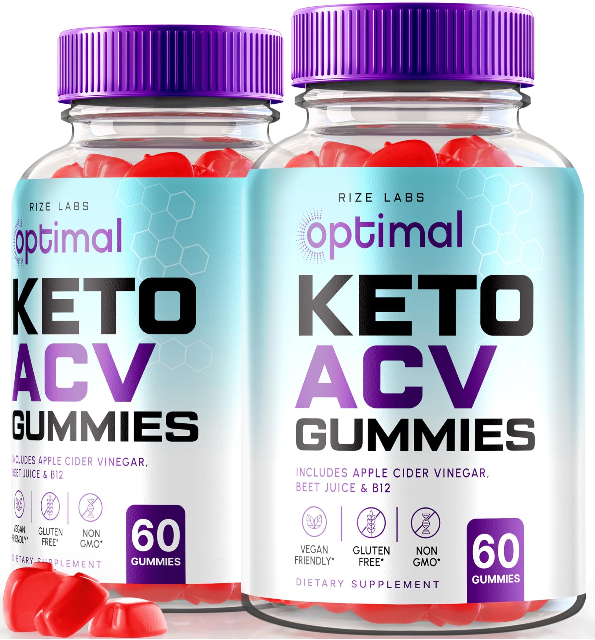Rize Labs Optimal Keto ACV Gummies with Apple Cider Vinegar, Advanced Weight Loss Formula, Gluten Free and Non-GMO Supplement, Helps in Reducing Belly Fat, 120 Gummies