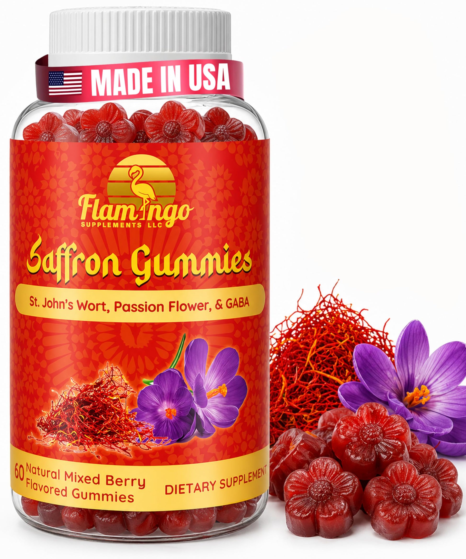 Flamingo Supplements Saffron Extract Gummies 60 Count