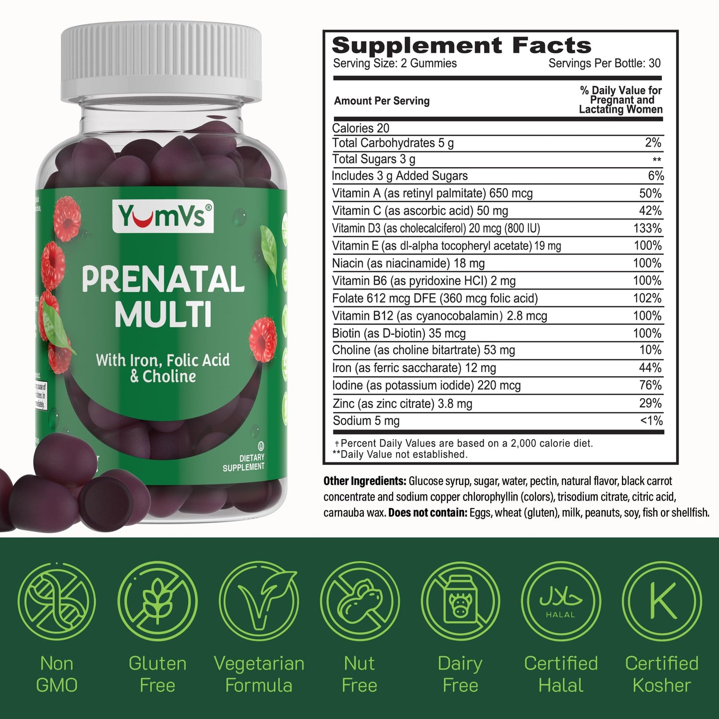 YUM-V'S Prenatal Gummies for Women 60 Count
