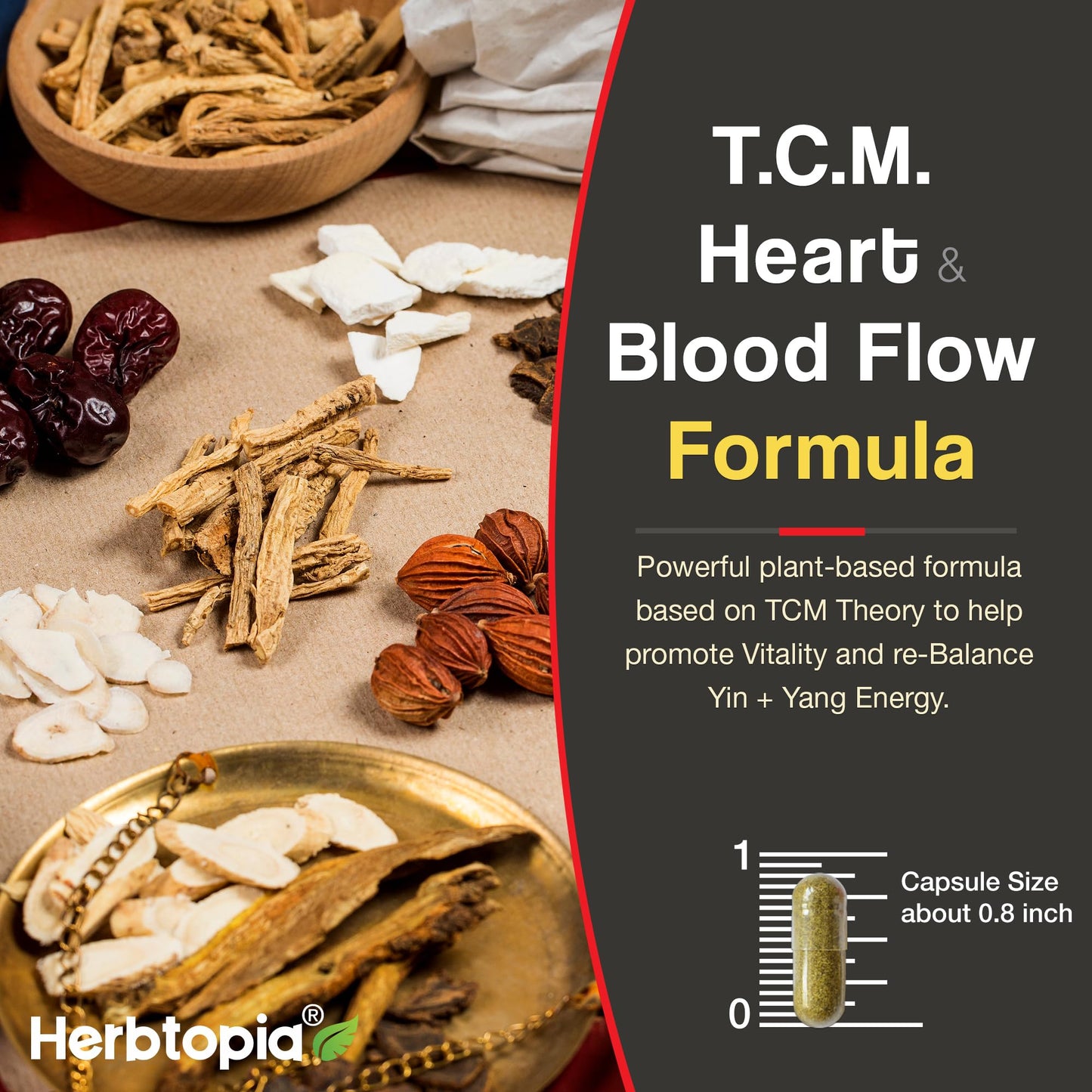 Herbtopia Eternal Health Blood Pressure Support Supplement – Heart Health & Blood Circulation Formula with CoQ10, K2 MK7, Black Garlic, Hawthorn, Olive Leaf & Dan Shen 60 Capsules
