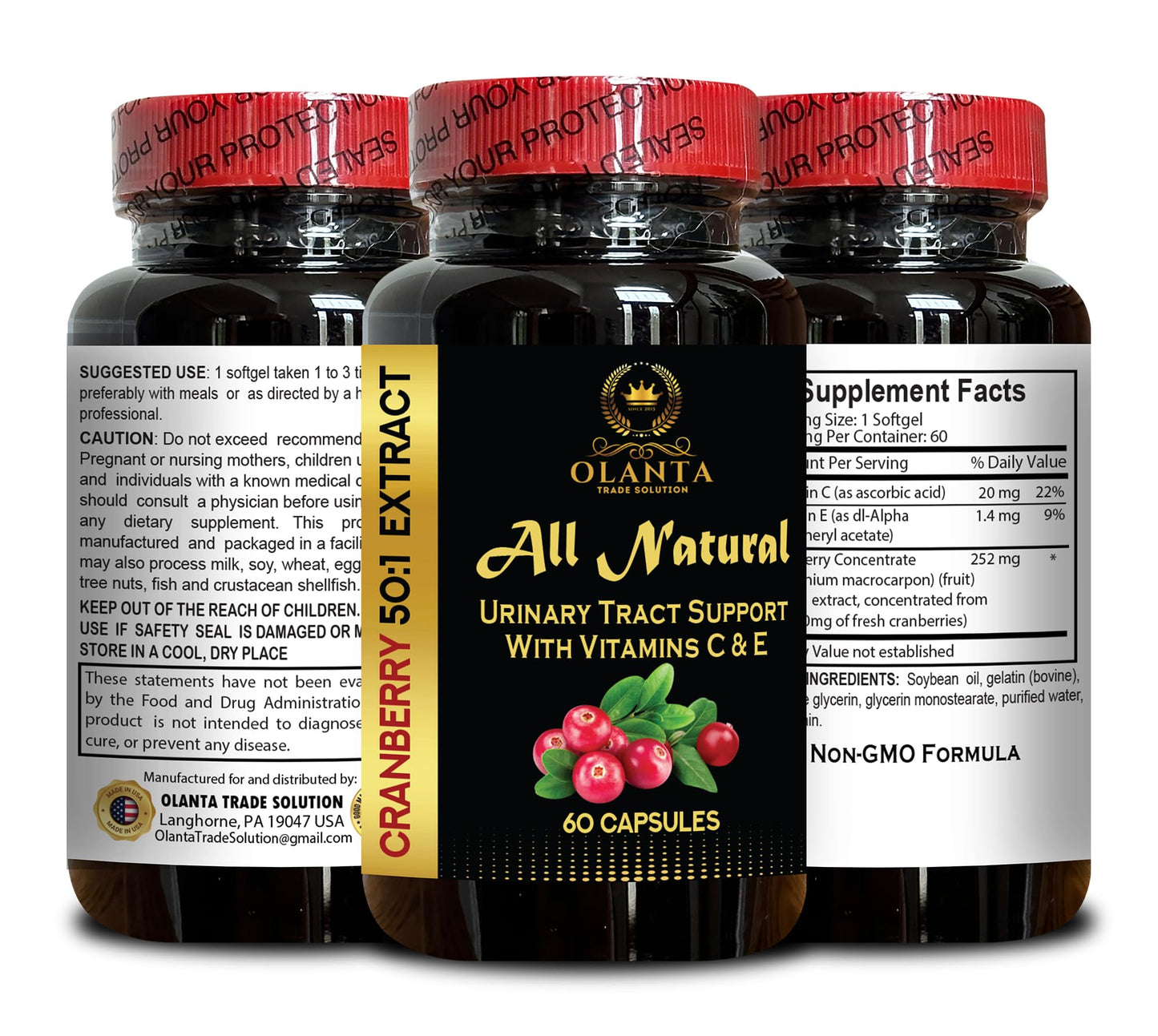 OLANTA TRADE SOLUTION Cranberry Extract Concentrated Capsules 60 Capsules