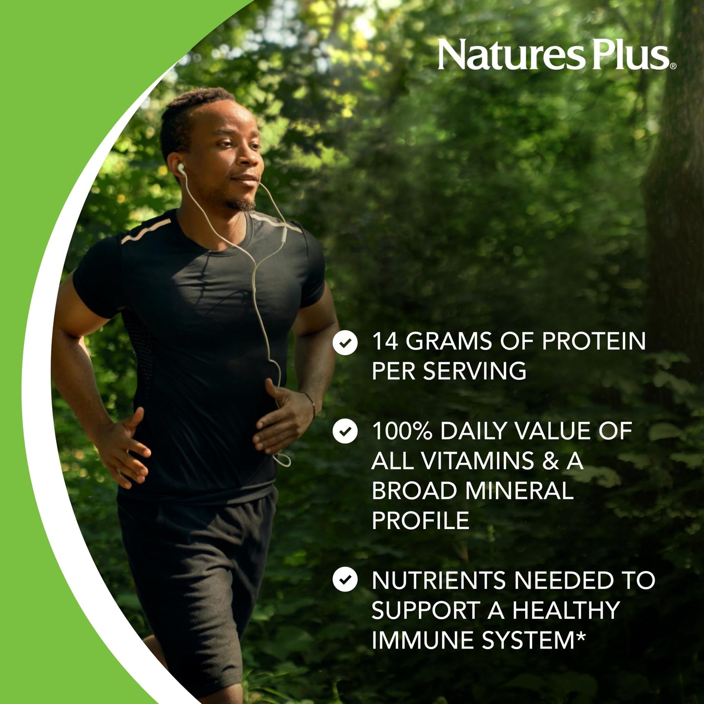 NaturesPlus SPIRU-TEIN Blueberries & Cream Plant-Based Protein Powder 17.92 Ounce