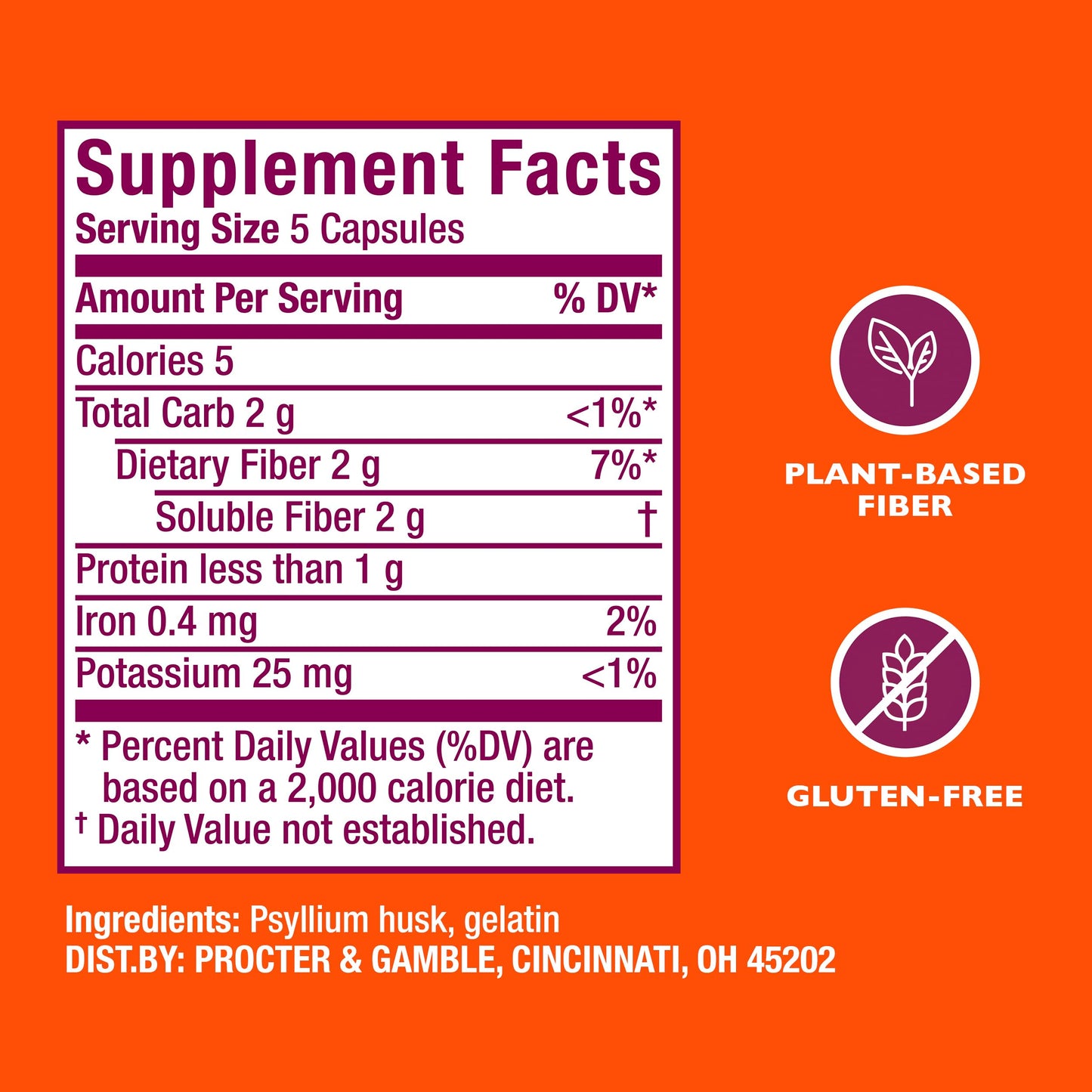 Metamucil Psyllium Husk GLP-1 Friendly Fiber Capsules, 300 Capsules