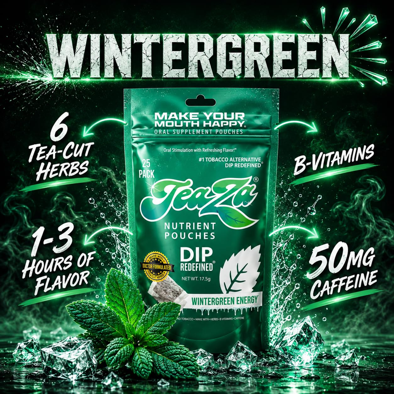 TeaZa Herbal Energy Pouches Powder 50