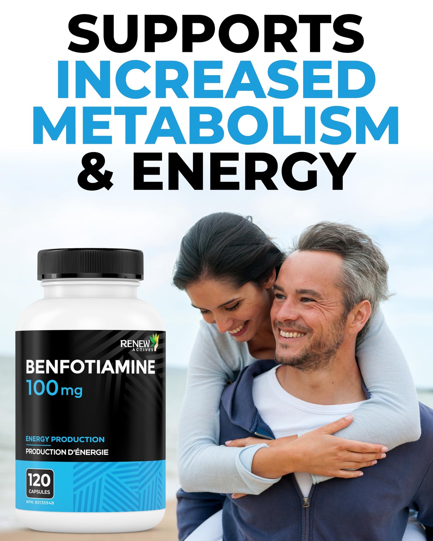 Renew Actives Benfotiamine 100mg – Supports Energy Production & Overall Wellness, 60 Capsules