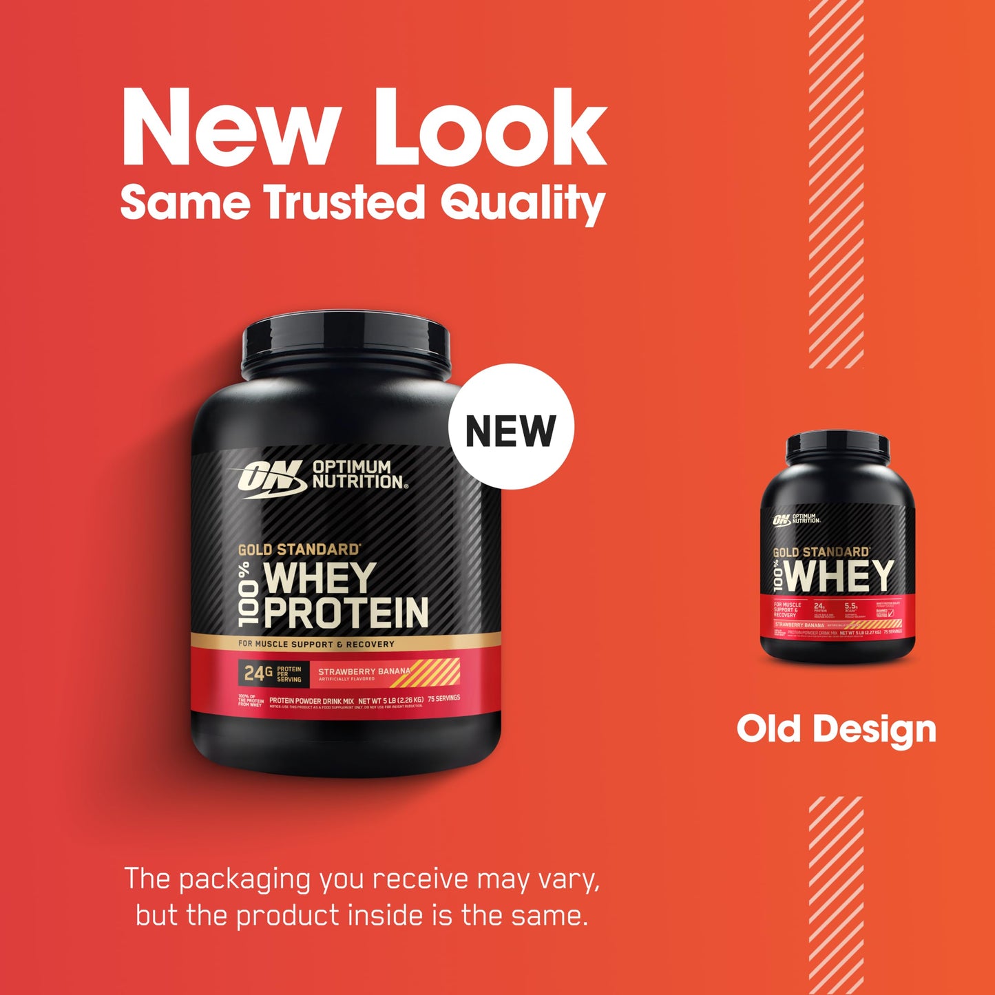 Optimum Nutrition Gold Standard 100% Whey Protein Powder Strawberry Banana 5 Pound 80 Servings