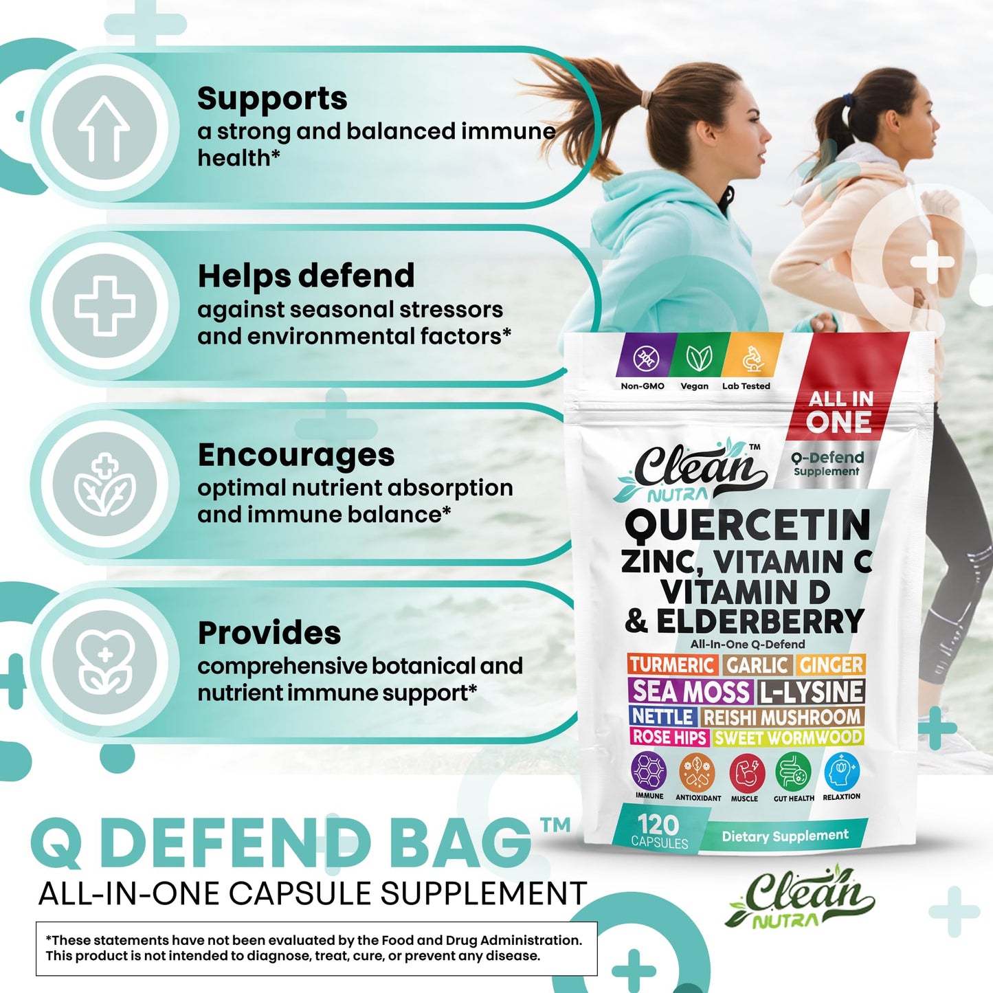 Clean Nutraceuticals Q Defend Quercetin Supplement Capsules 120 Count
