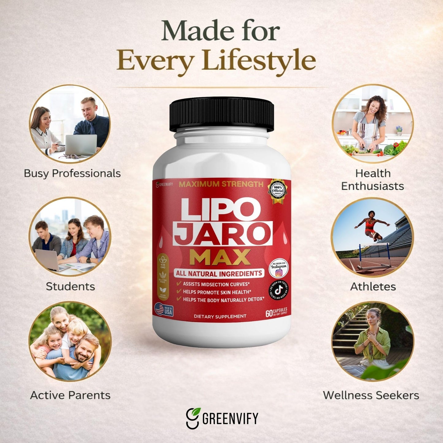 GREENVIFY Lipo Jaro Max Dietary Supplement Capsules, 60 Capsules