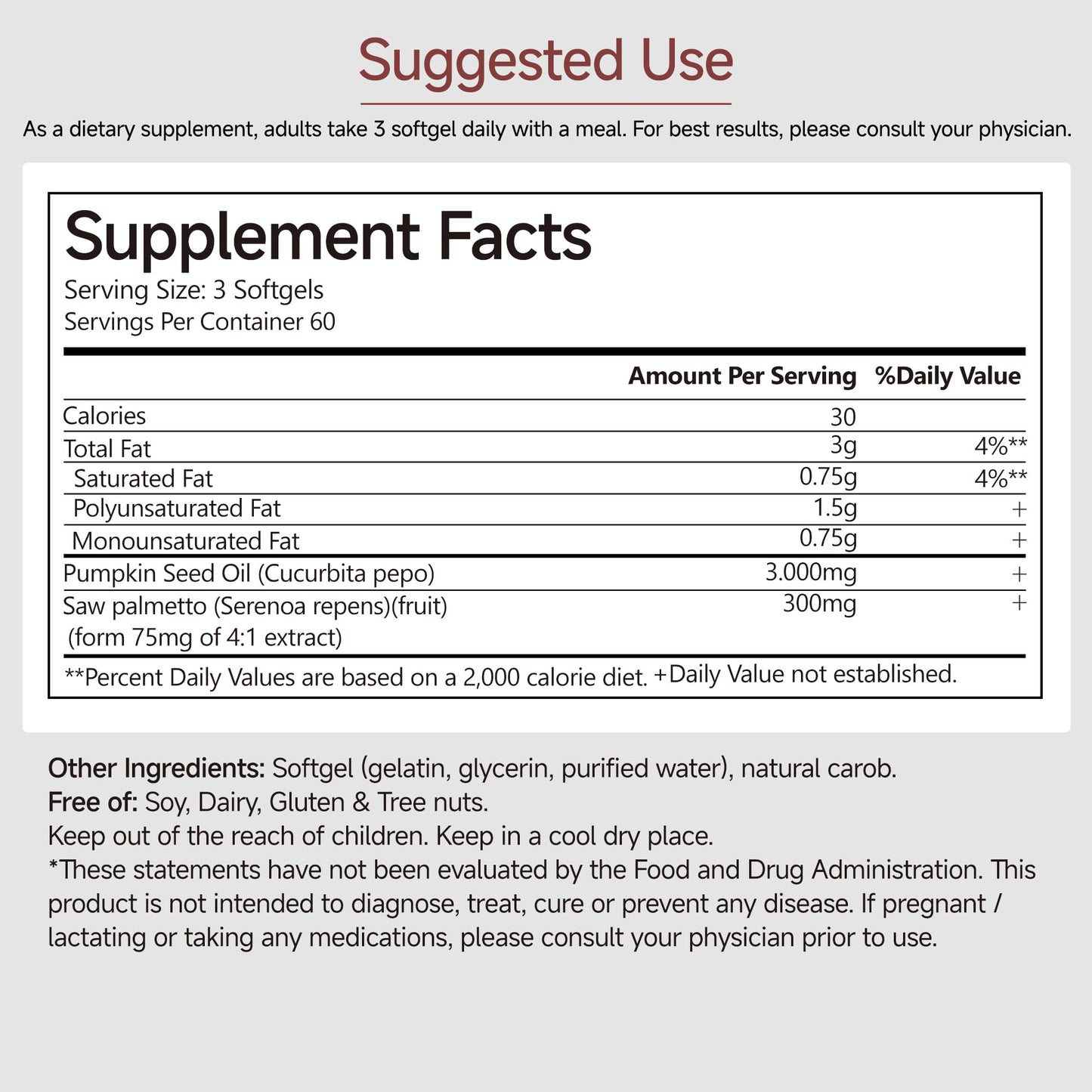 Blarvik Pumpkin Seed Oil with Saw Palmetto Capsules, 180 Count