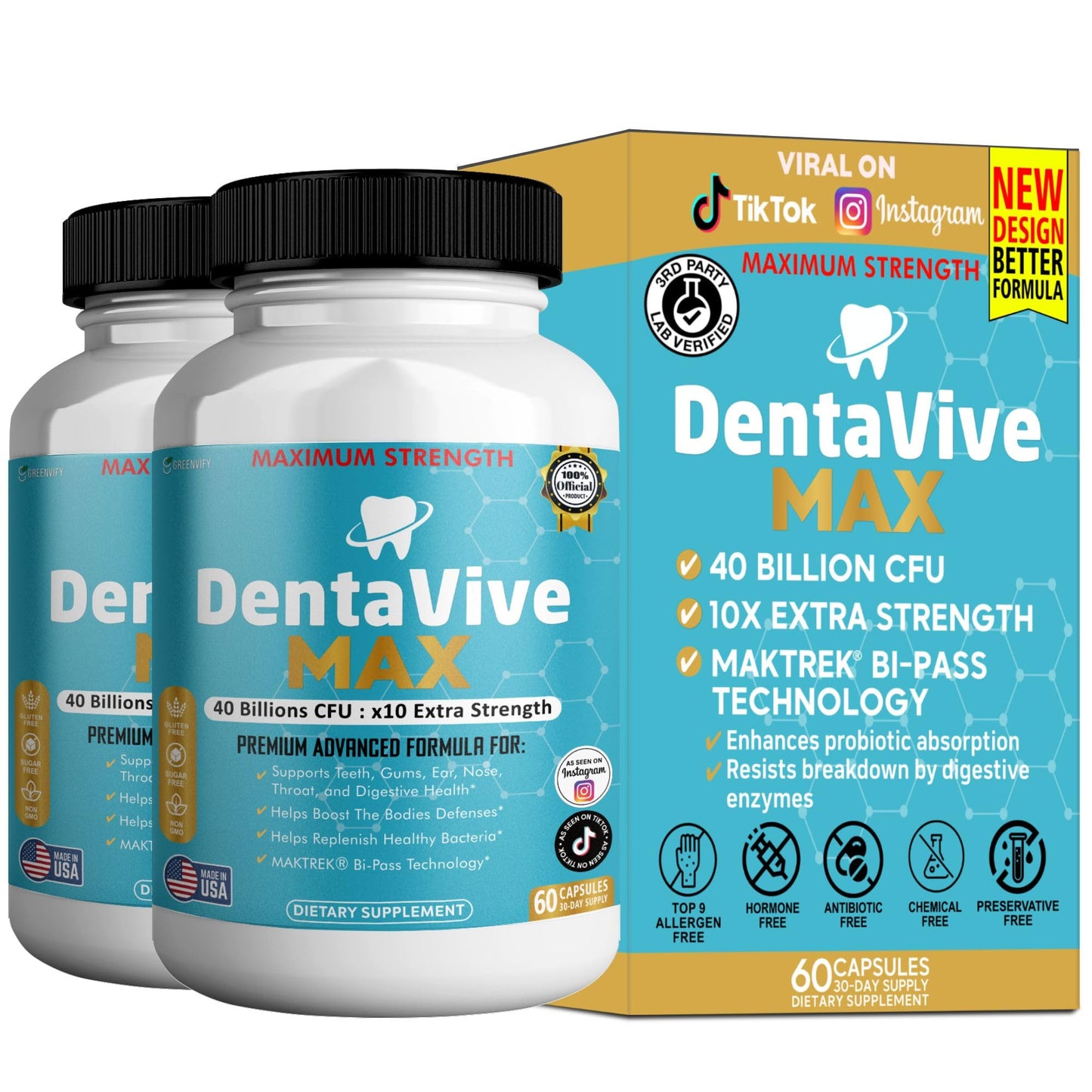 GREENVIFY DentaVive Max Probiotic Supplement Capsule, 60 Capsules