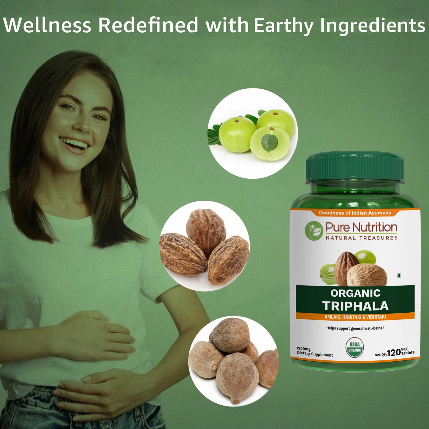 Pure Nutrition Natural Treasures Organic Triphala Tablet 120 Count