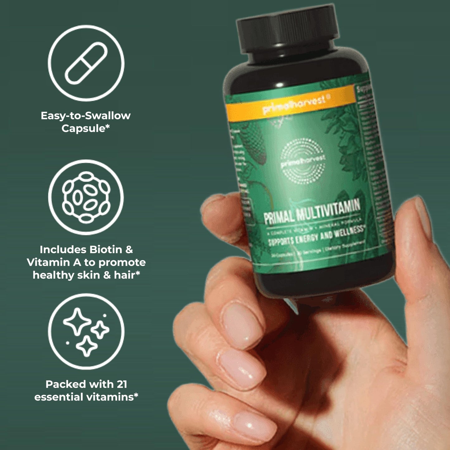 Primal Harvest Multivitamin - Daily Supplement Capsule, 30 Count