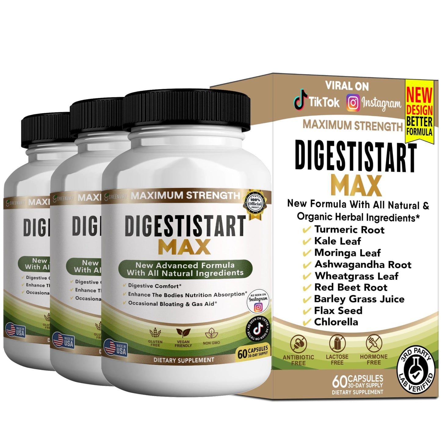 GREENVIFY Digestive Start Max Supplement Capsule, 60 Count