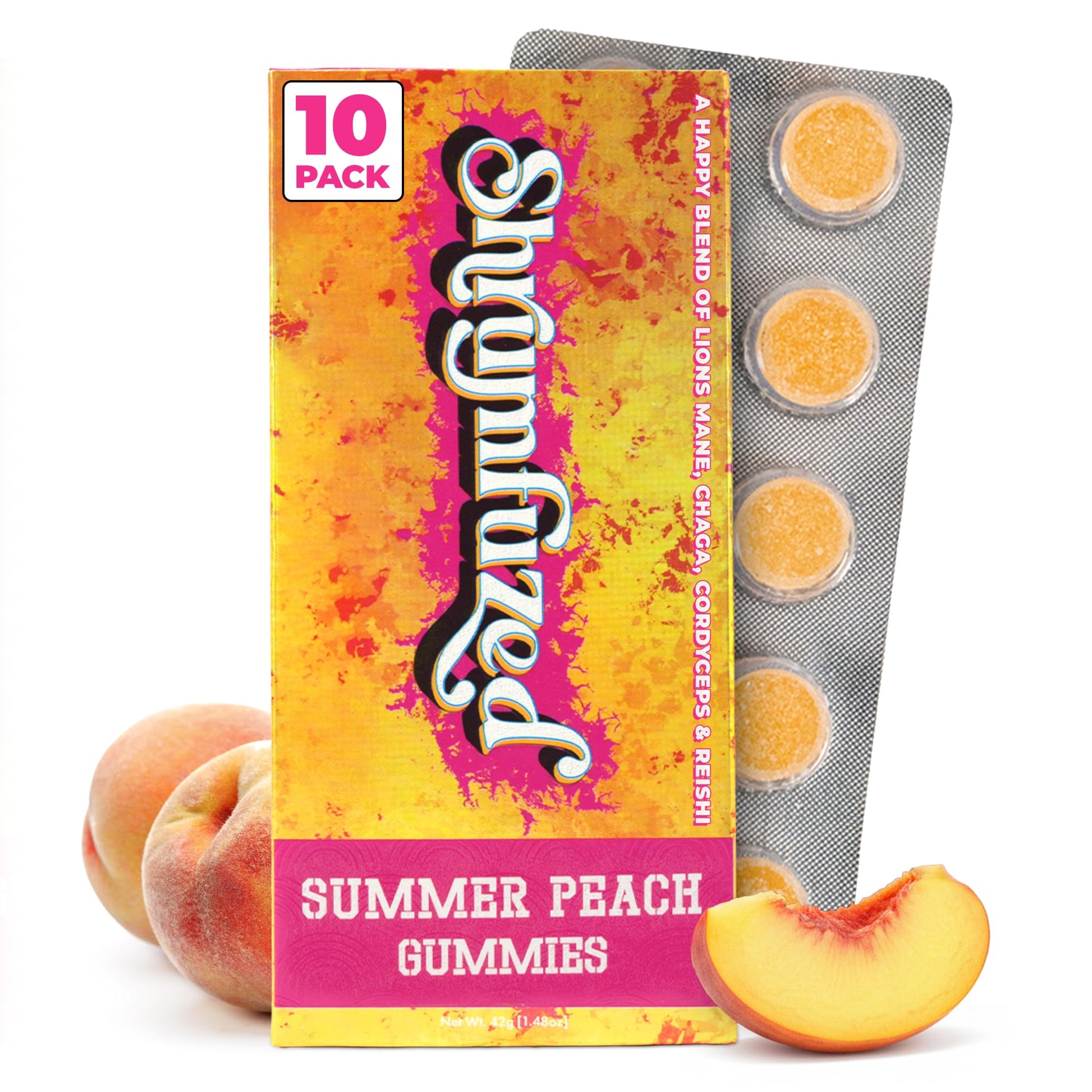 Shrumfuzed Mushroom Gummies Nootropic Mushroom Supplement with Lion's Mane, Reishi, Cordyceps & Chaga, 10 Count
