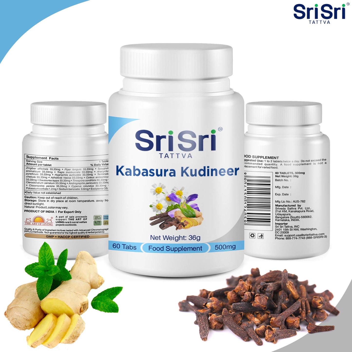 Sri Sri Products Kabasura Kudineer Immunity Booster - Respiratory Ailments 60 Tablets