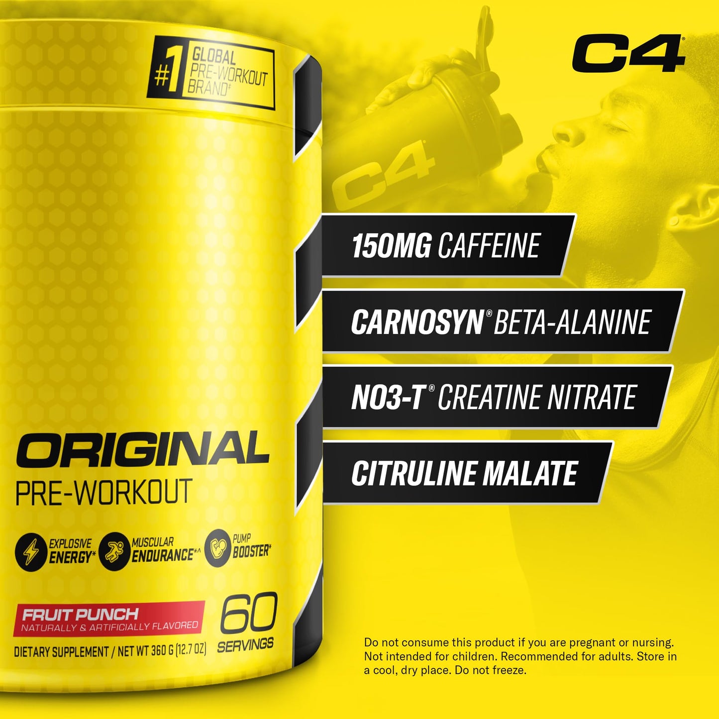 C4 Original Pre Workout Fruit Punch Powder 12.7 oz