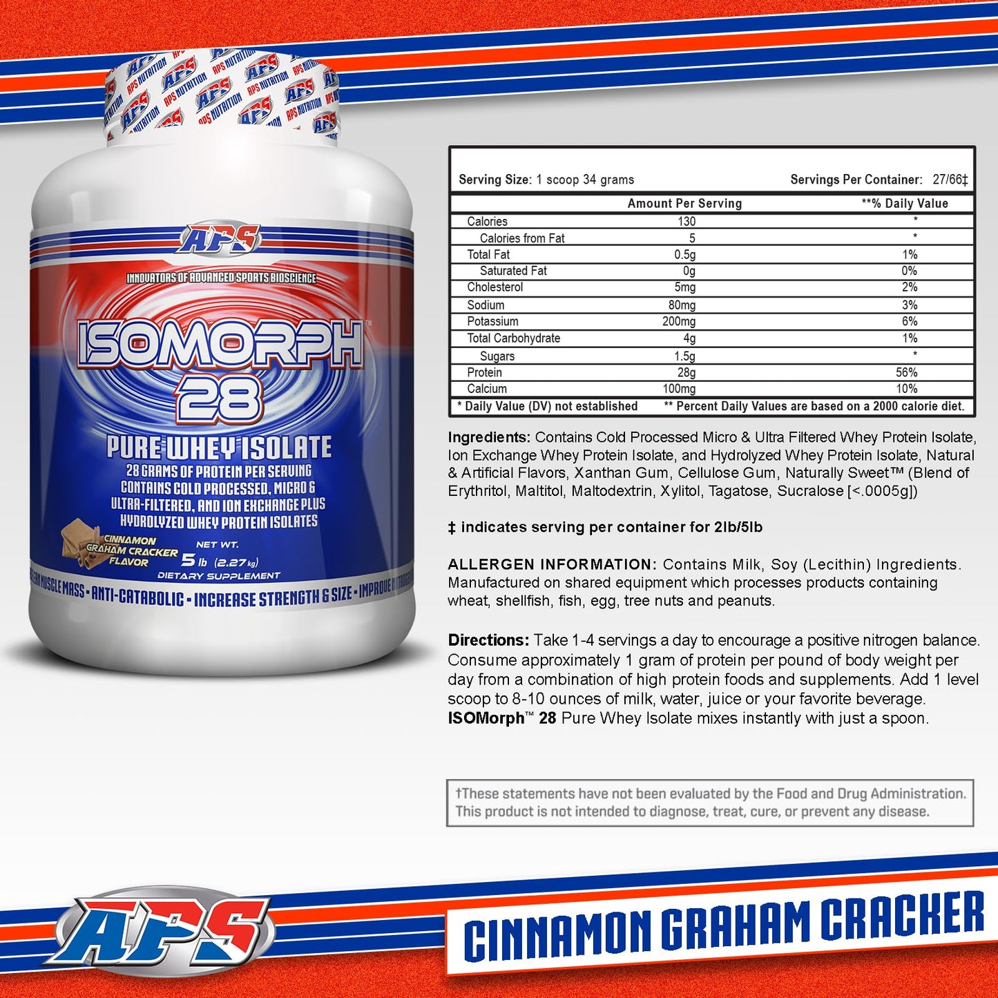 APS Nutrition Isomorph 28 Protein Powder, 80 Servings